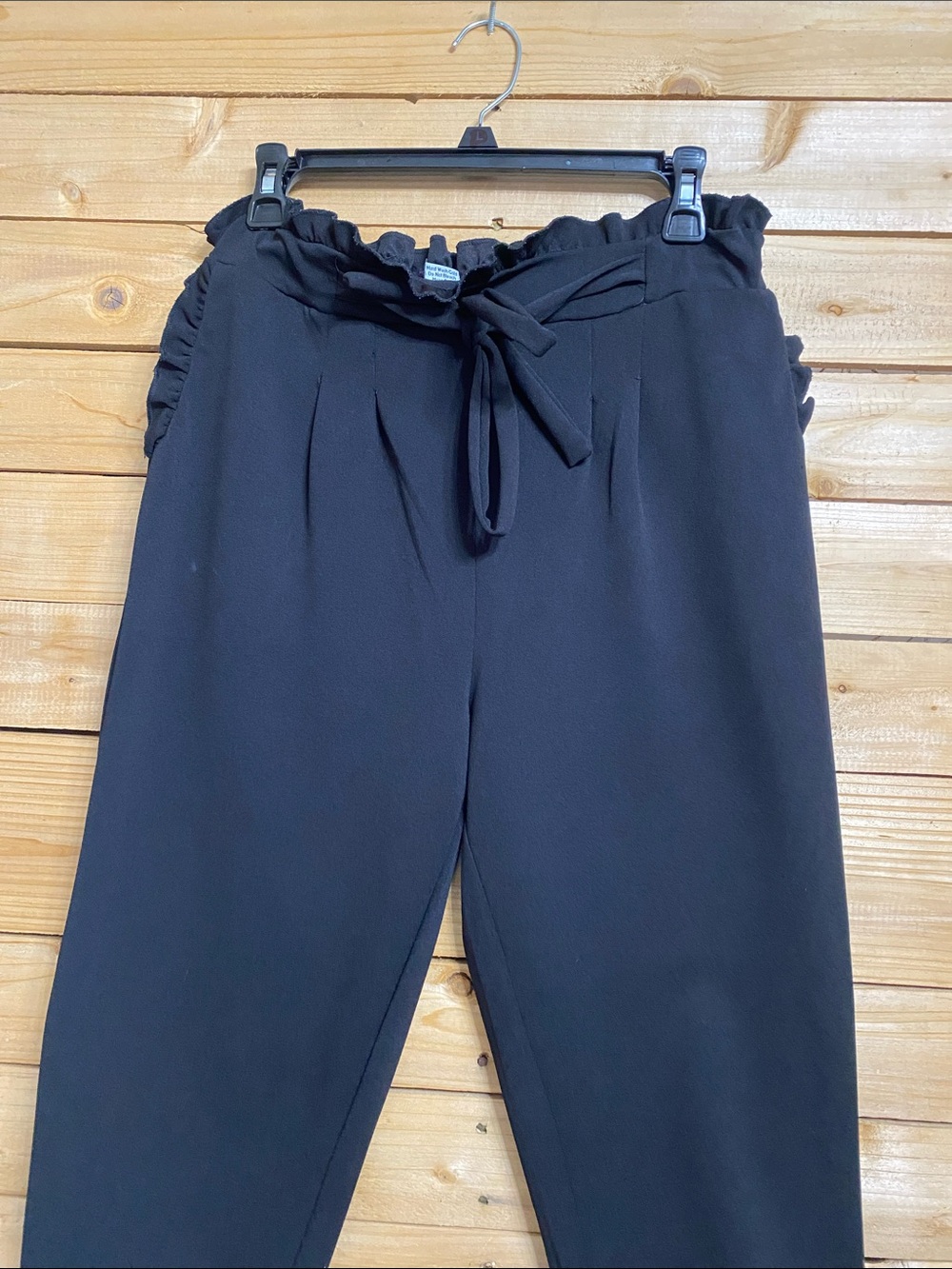 Black Paperbag Waist Tie Jogger Pants - Picture 3 of 8